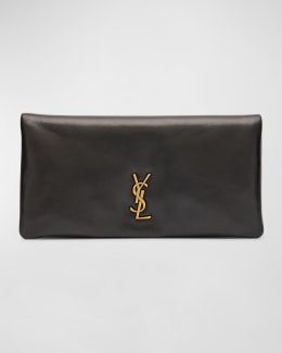 Saint Laurent YSL Embossed Ring Closure Evening Clutch Bag in Patent Leather Neiman Marcus
