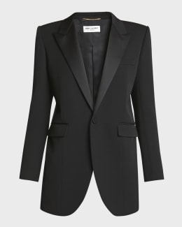 季節のおすすめ商品 Saint Laurent Oversized Single-Breasted Silk Blazer | Neiman スーツ・フォーマル・ドレス