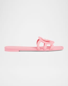 Moncler Mon Rubber Logo Flat Slide Sandals | Neiman Marcus