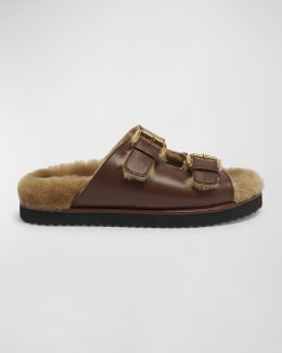 Fendi FF Jacquard Dual Buckle Slide Sandals Neiman Marcus