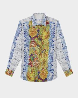 Men's Tropical Print Long Sleeve Shirt - Robert Graham Woven Button-Down For Casual Or Dressy Looks