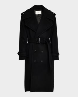 【関税&送料込】Saint Laurent Silk Trench Coat SAINT LAURENT Double-breasted belted silk-twill trench coat
