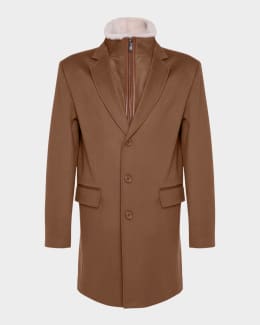 Gorski Men's Loro Piana Cashmere Short Coat with Detachable Lamb