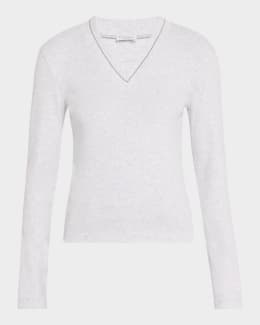Tシャツ・カットソー MONCLER LONG-SLEEVED WOMENS T-SHIRT Moncler Long-Sleeve T-Shirt | Neiman Marcus