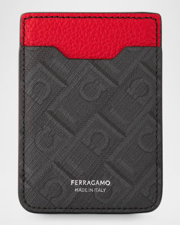 Ferragamo Men's Revival Gancini Leather Card Case with Flip