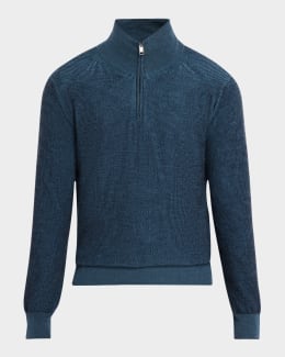 TOM FORD Men's Wool-Silk Half-Zip Sweater | Neiman Marcus