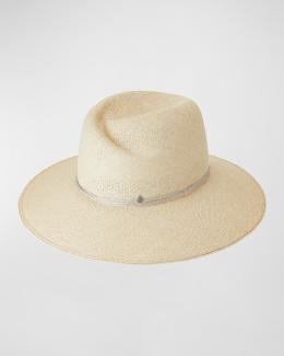 Maison Michel Virginie Straw Fedora Hat | Neiman Marcus display picture 1