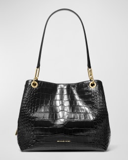 Kensington Croc-Embossed Leather Shoulder Bag