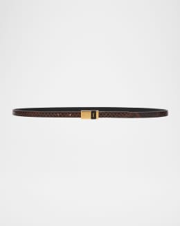 Saint Laurent YSL Buckle Leather Belt | Neiman Marcus