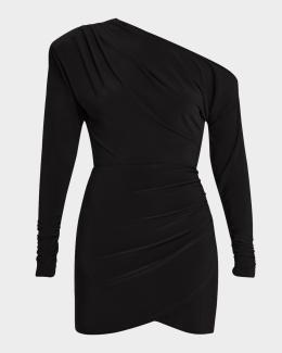 black martina scarf long sleeve wrap mini dress SIR Sleeved Off-Shoulder Style with a sleek