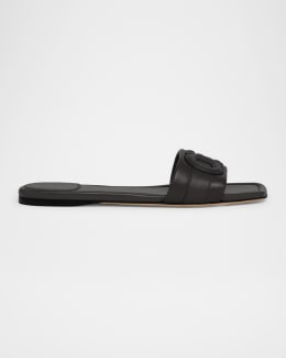 Dolce Gabbana Cutout DG Flat Slide Sandals Neiman Marcus