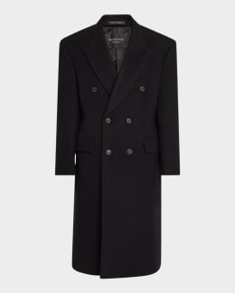 Saint Laurent Men's Double-Breasted Overcoat | Neiman Marcus