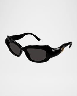 Miu Miu Logo Acetate Rectangle Sunglasses | Neiman Marcus