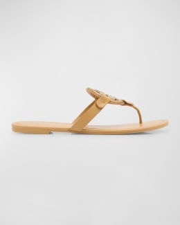 Tory Burch Miller Leather Medallion Flat Thong Sandals Neiman Marcus