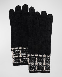 Brunello Cucinelli Striped Cashmere Gloves | Neiman Marcus