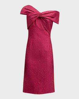 3/4-Sleeve Lace Overlay Cocktail Dress | Neiman Marcus