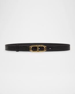 TOM FORD Glossy Croc-Stamped Leather Belt | Neiman Marcus