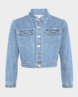 MOUSSY VINTAGE Sutton Cropped Pinstripe Denim Jacket | Neiman Marcus