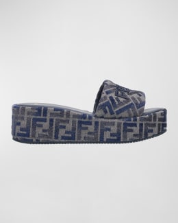Fendi FF Monogram Feel Slide Sandals | Neiman Marcus