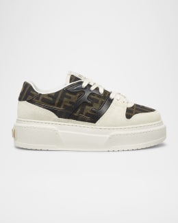 Fendi Domino FF Chenille Jacquard Low-Top Sneakers | Neiman