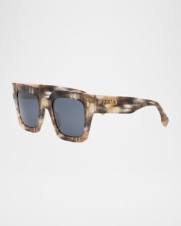Fendi Oversized Logo Square Acetate & Metal Sunglasses