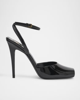 Saint Laurent Debbie Satin Crisscross Platform Sandals