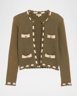 Emporio Armani Button-Down Dotted Knit Cardigan | Neiman Marcus