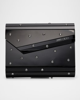 【関税&送料込】Jimmy Choo Black Leather Skylar Clutch Black Clutch bag 