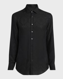 VERSACE｜SHORT-SLEEVED ROUND NECK T-SHIRTS (BAROCCO SILH Versace Men's Tonal Barocco Sport Shirt | Neiman Marcus