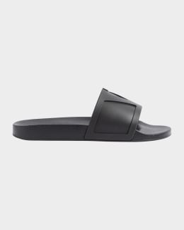 Saint Laurent Men's Carlyle Slide Sandals in Satin Crepe