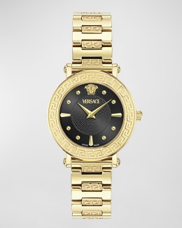 Versace 30mm Greca Time Watch with Bracelet Strap, Gold