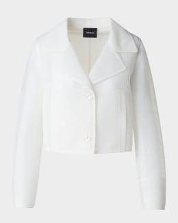 AKRIS ジャケット Akris Wide Lapel Single-Breasted Crop Jacket | Neiman Marcus