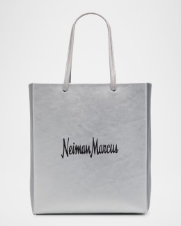 Gigi New York Metallic Leather Shopper Tote Bag Metallic Silver