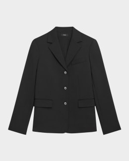 Theory Traceable Wool Slim Single-Breasted Blazer | Neiman Marcus