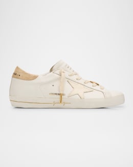 Golden Goose Super-Star Leather Glitter Low-Top Sneakers | Neiman
