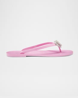 MACH & MACH Double Heart Rubber Thong Sandals | Neiman Marcus