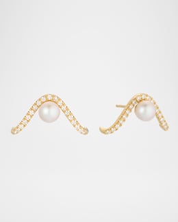 Mizuki 18K Yellow Gold Akoya Pearl & Diamond Earrings