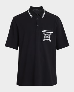 Dolce&Gabbana Men's DG Jacquard Silk Polo Shirt | Neiman Marcus