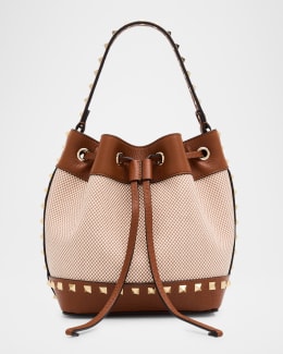 Valentino Garavani Mini VLOGO Drawstring Leather Bucket Bag