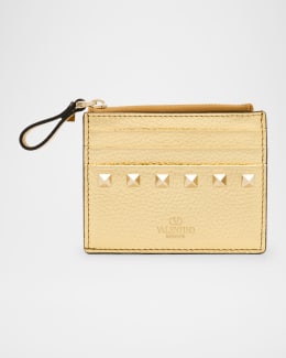 関送込 ROCKSTUD レザーカードホルダー Valentino Garavani Rockstud Leather Zip Coin Purse/Card