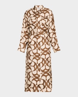 Max Mara Sesia Checker Silk Sleeveless Midi Shirtdress