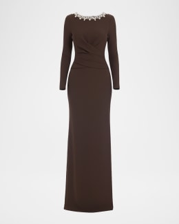 Dress the Population Black Label Fernanda Strapless Floral Applique Mermaid  Gown