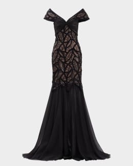 【TADASHI SHOJI】Aponi ティアード スパンコール 刺繍 ガウン Aponi Tiered Sequin Embroidered Gown | Tadashi Shoji