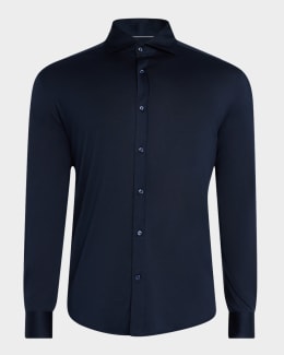 Brunello Cucinelli Men's Jersey Knit Sport Shirt | Neiman Marcus