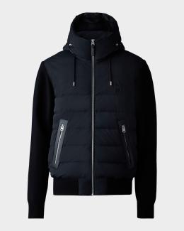 Mackage Men's Andrew-Z Mixed Media Light Down Jacket | Neiman Marcus