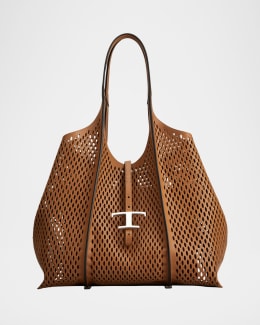 Tod's T Timeless Small Perforated Leather Tote Bag | Neiman