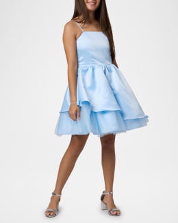 Un Deux Trois Girl's Satin Peek-a-Boo Party Dress, Size 7-16 | Neiman Marcus