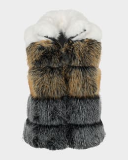 Theia Horizontal Mink-Like Faux Fur Vest | Neiman Marcus