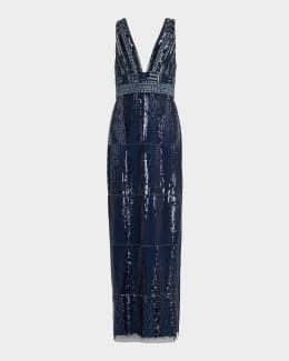 aidan mattox beaded halter swing dress BYG-#Z309-LONG-SLEEVED HIGH-NECK HAND-BEADED SEQUINS LARGE TRAILING TUTU SKIRT WEDDING DRESS EU 32 main image 1