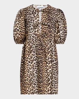 Ganni Tiger-Print Ruched Jersey Maxi Dress | Neiman Marcus